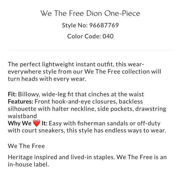 We The Free Dion One-Piece -M NWT - Picture 5 of 5